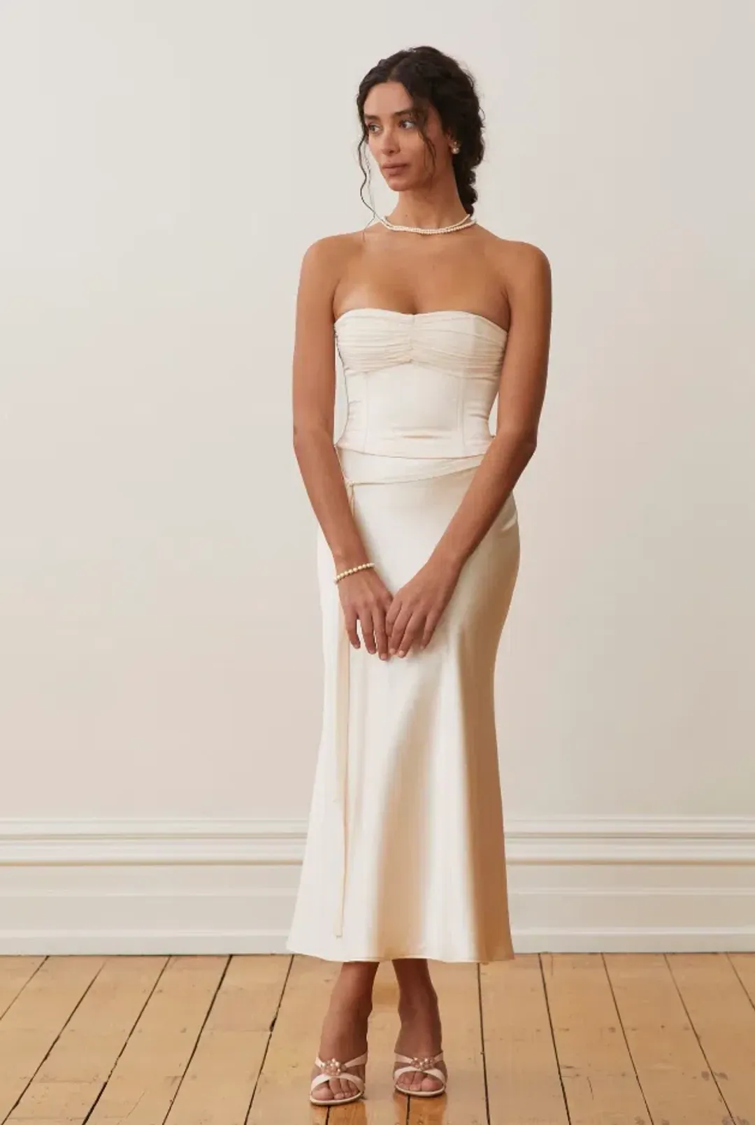 Arcina Ori Blair Bustier And Skirt Set Cream Size AU 10 for rent on The Volte - main image