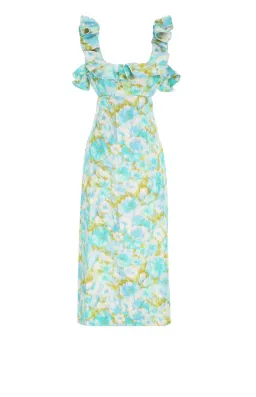 Zimmermann High Tide Frilled Midi Dress Floral Green Size 4 /AU 16 for rent on The Volte - image 3