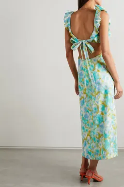Zimmermann High Tide Frilled Midi Dress Floral Green Size 4 /AU 16 for rent on The Volte - image 2