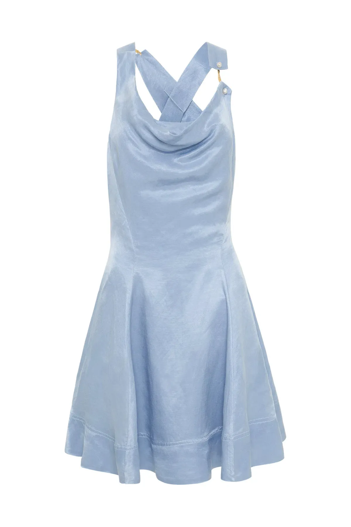 Aje Liberty Asymmetric Dress Blue Size AU 6 - Image 3