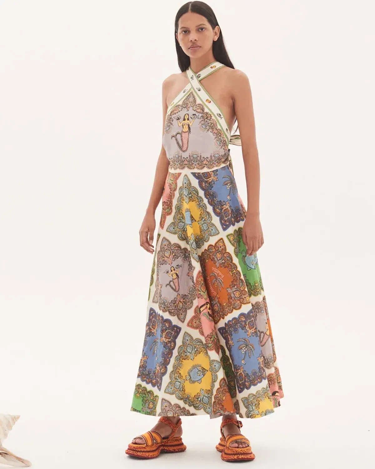 Alemais Trippy Troppo Halter Midi Dress Multi Print Size 8 - Image 4