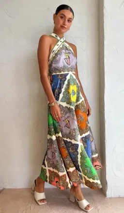 Alemais Trippy Troppo Halter Midi Dress Multi Print Size 8 for rent on The Volte - image 2