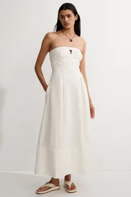 Shona Joy Akua Strapless Bustier Midi Dress Coconut Size 12 for rent on The Volte - image 1