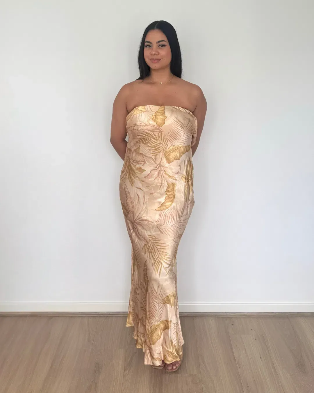 Bec and Bridge Dust Palms Strapless Maxi Dress Dust Palms Print Size 10 for rent on The Volte - main image