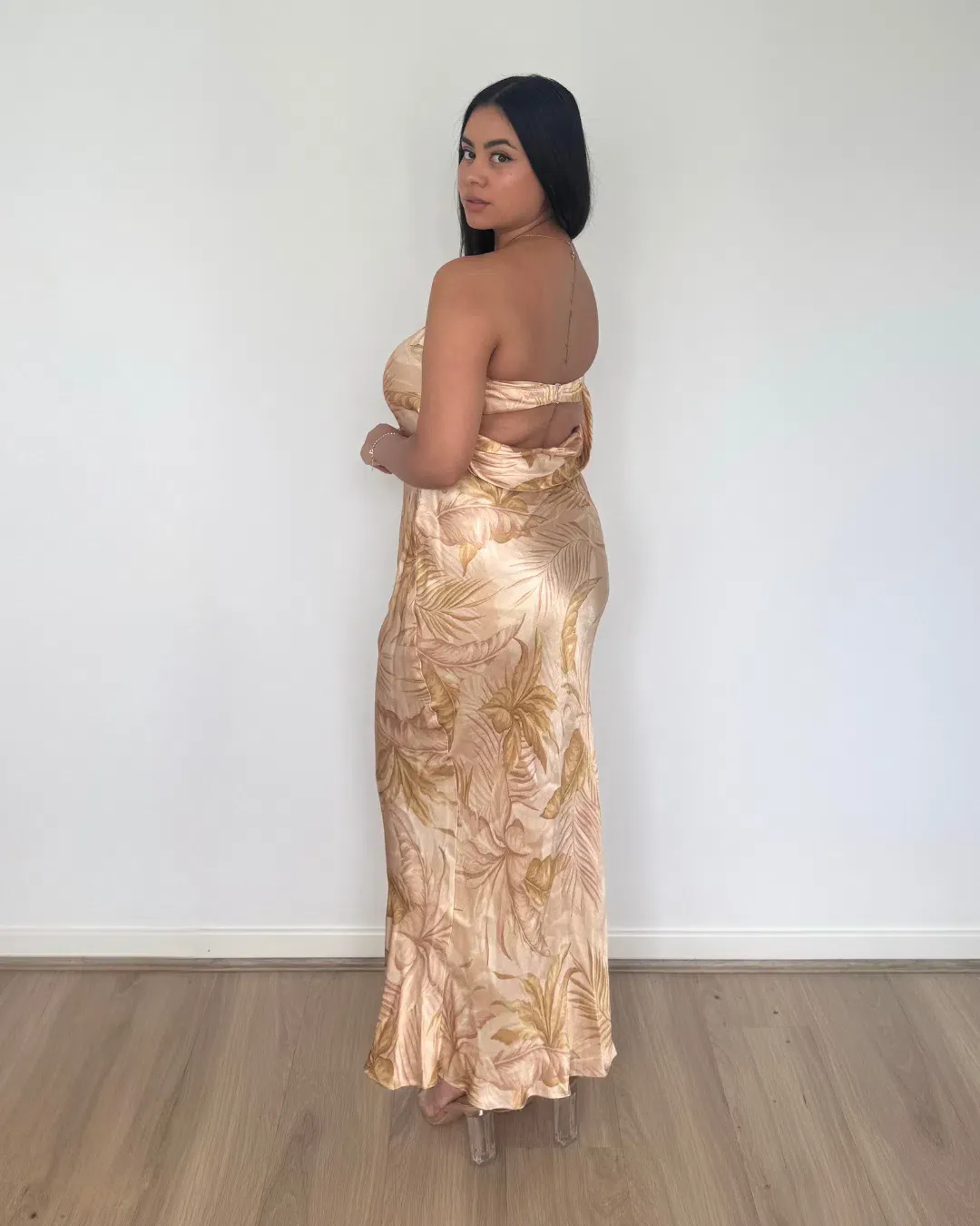 Bec and Bridge Dust Palms Strapless Maxi Dress Dust Palms Print Size 10 for rent on The Volte - main image