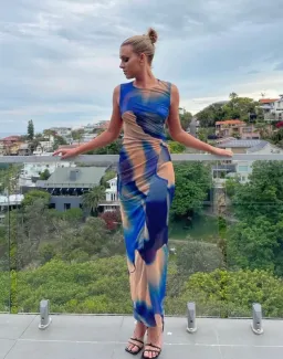 Scanlan Theodore Italian Watercolour Print Dress Blue Size 10 / M for rent on The Volte - image 4