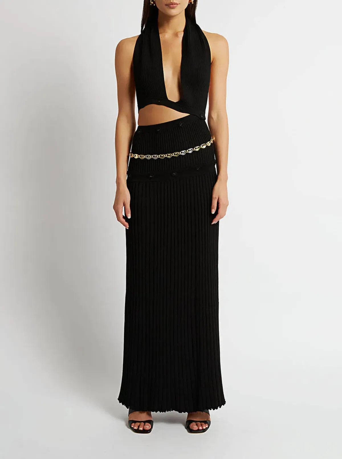 Christopher Esber Deconstruct Backless Halterneck Dress Black Size 6 for rent on The Volte - main image