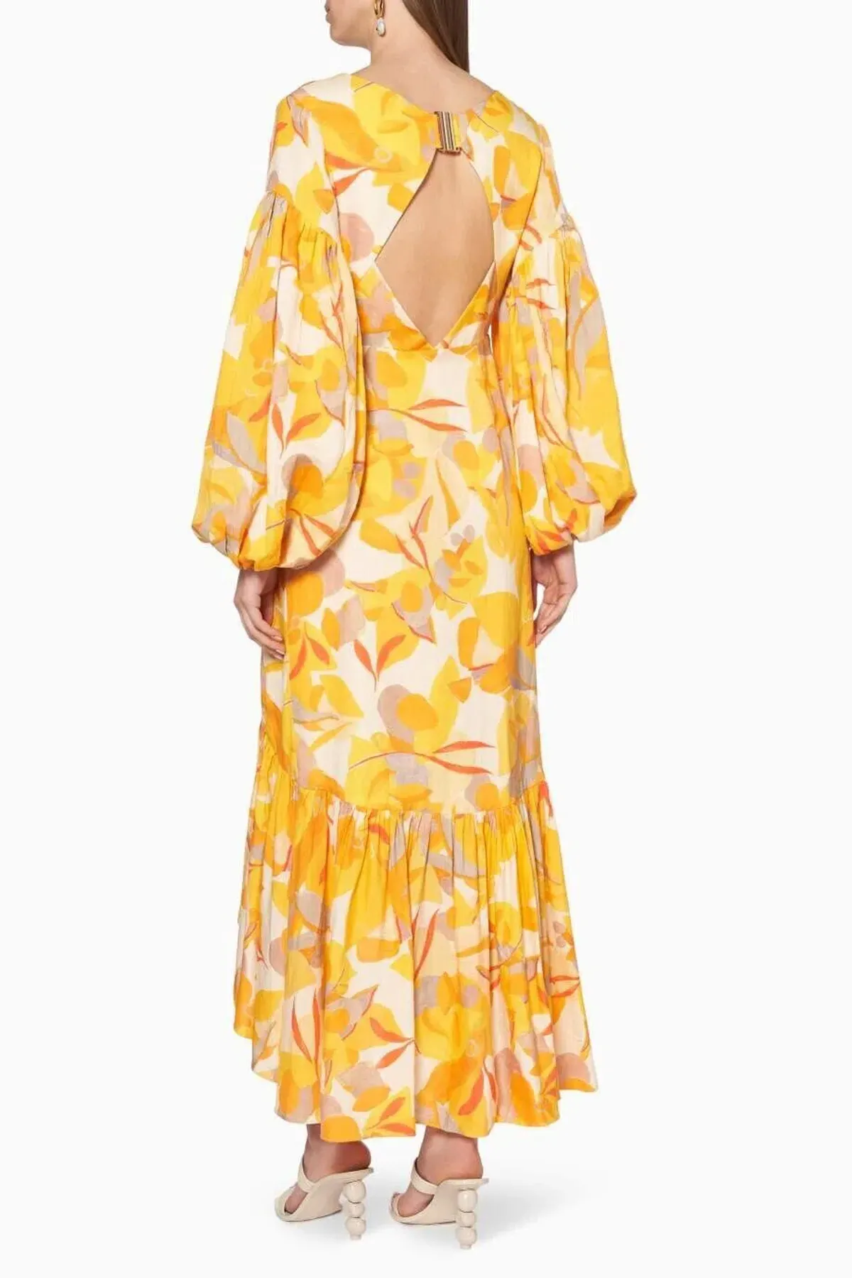 Acler Gallion Midi Dress Yellow Orange Size 10 - Image 4