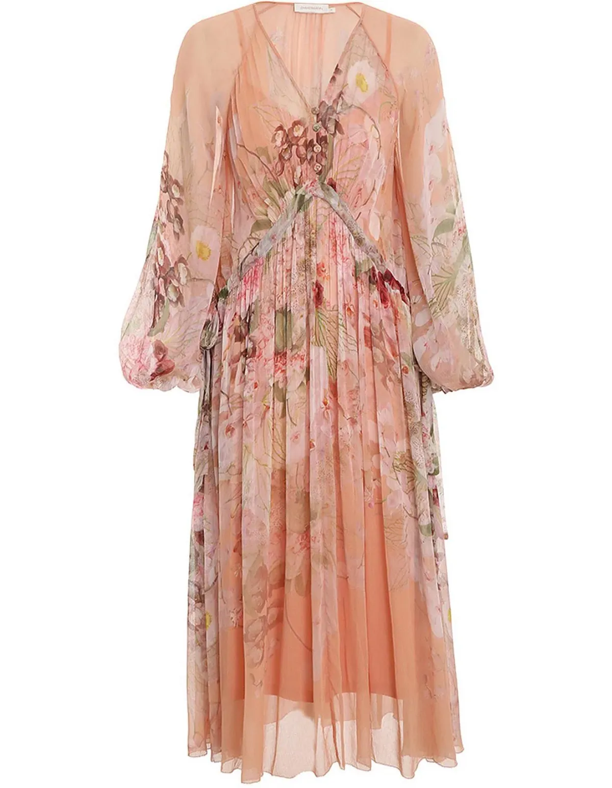 Zimmermann Dancer Drawn Midi Dress Blush Garden Floral Size 3 / AU 14 - Image 3