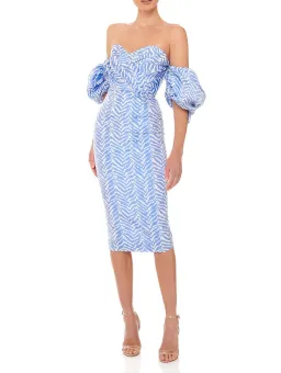 Eliya The Label Amalfi Striped Midi Dress Blue/White Size 12 for rent on The Volte - image 1