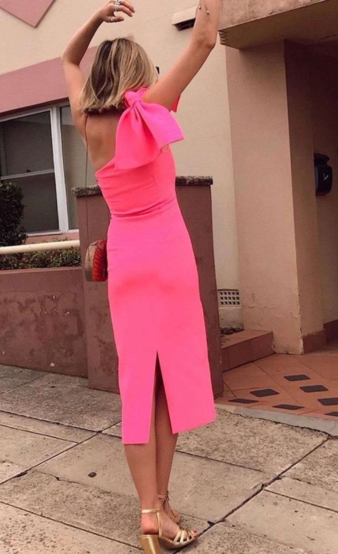 By Johnny Zoe Love Tie Midi Dress Pink Size 14 for rent on The Volte - main image