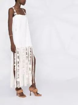 Zimmermann Postcard Fringed Embellished Linen Maxi Dress Ivory Size 0P / Au 6P for rent on The Volte - image 3