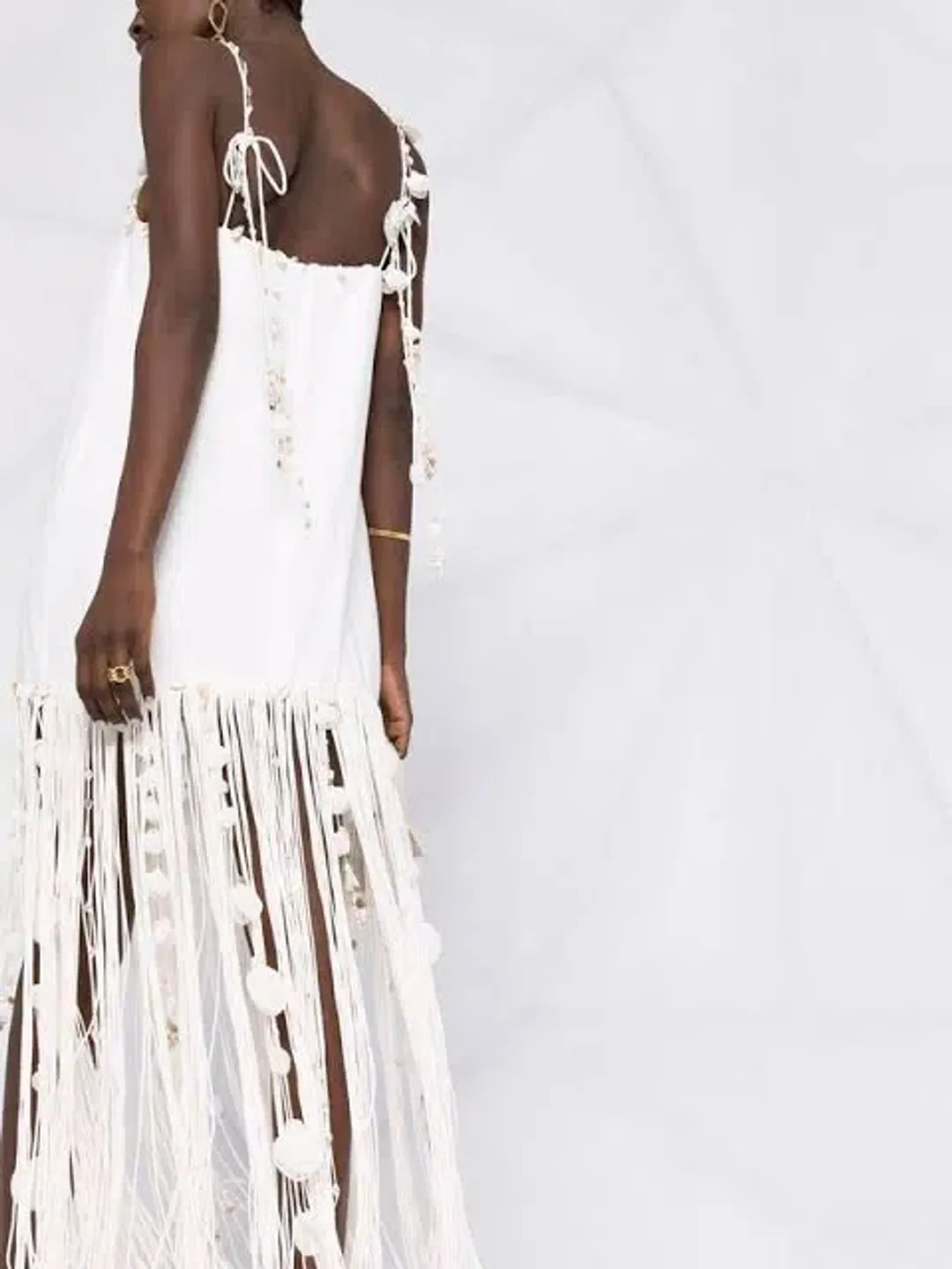 Zimmermann Postcard Fringed Embellished Linen Maxi Dress Ivory Size 0P / Au 6P for rent on The Volte - main image