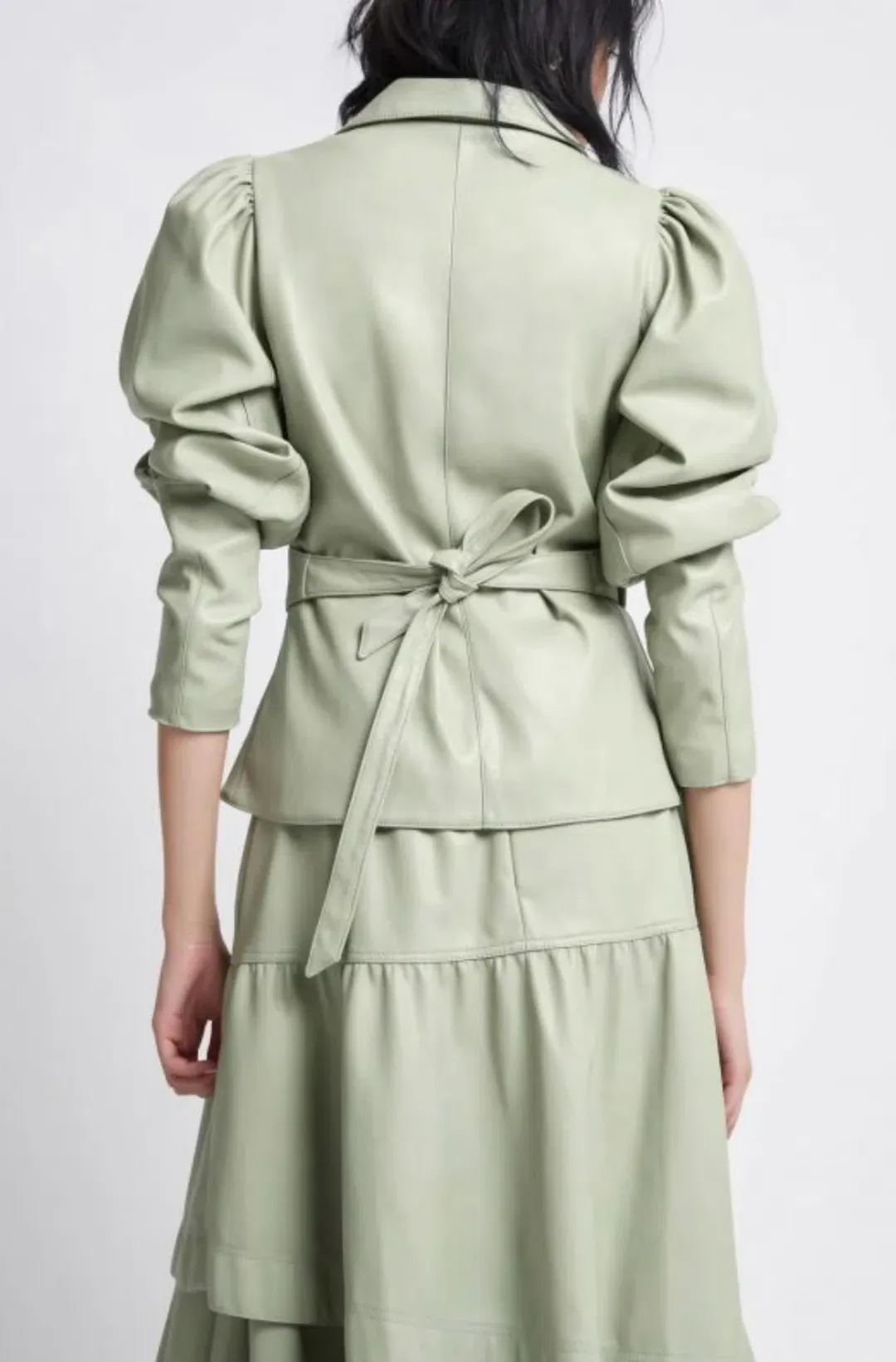 Aje Idyllic Wrap Top and Skirt Set Dusty Sage Green Size 6 for rent on The Volte - main image
