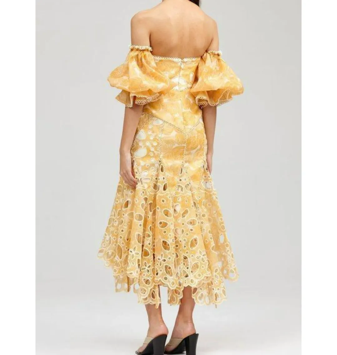 Acler Holland Midi Dress Lemon Size AU 10 for rent on The Volte - main image