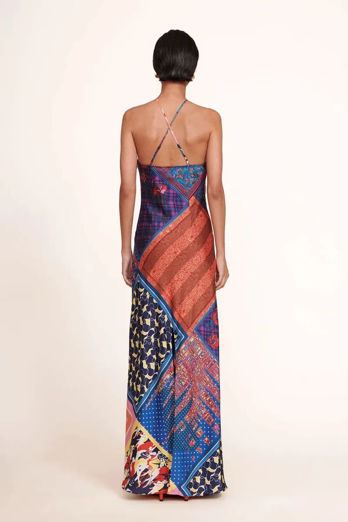 Staud Cubism Dress Patchwork Foulard Multi-colored Size AU 10 - Image 3