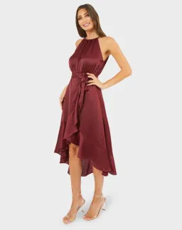 Pilgrim Honey Midi Dress Burgundy Size 8 for rent on The Volte - image 2