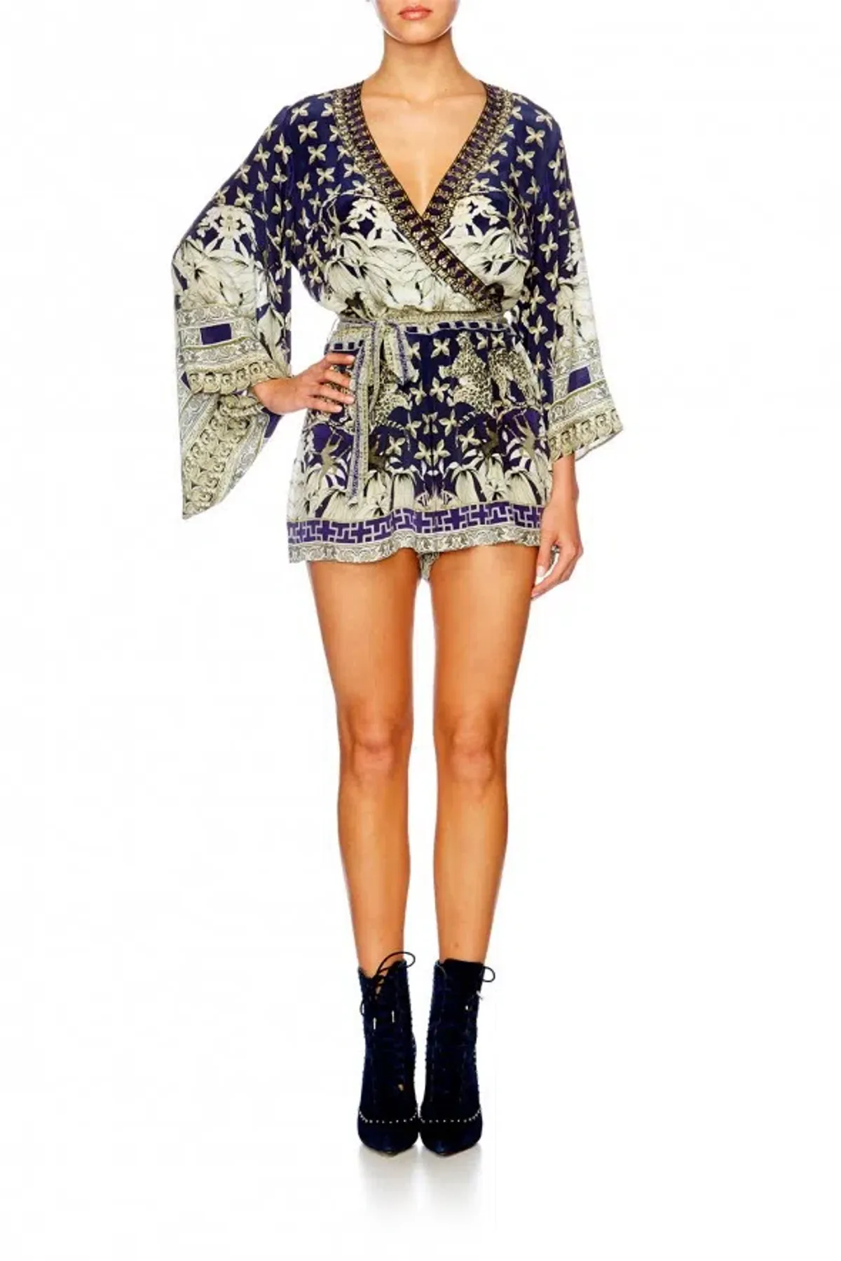 Camilla A Little Past Twilight Kimono Sleeve Playsuit Print Size XS / Au 8 for rent on The Volte - main image