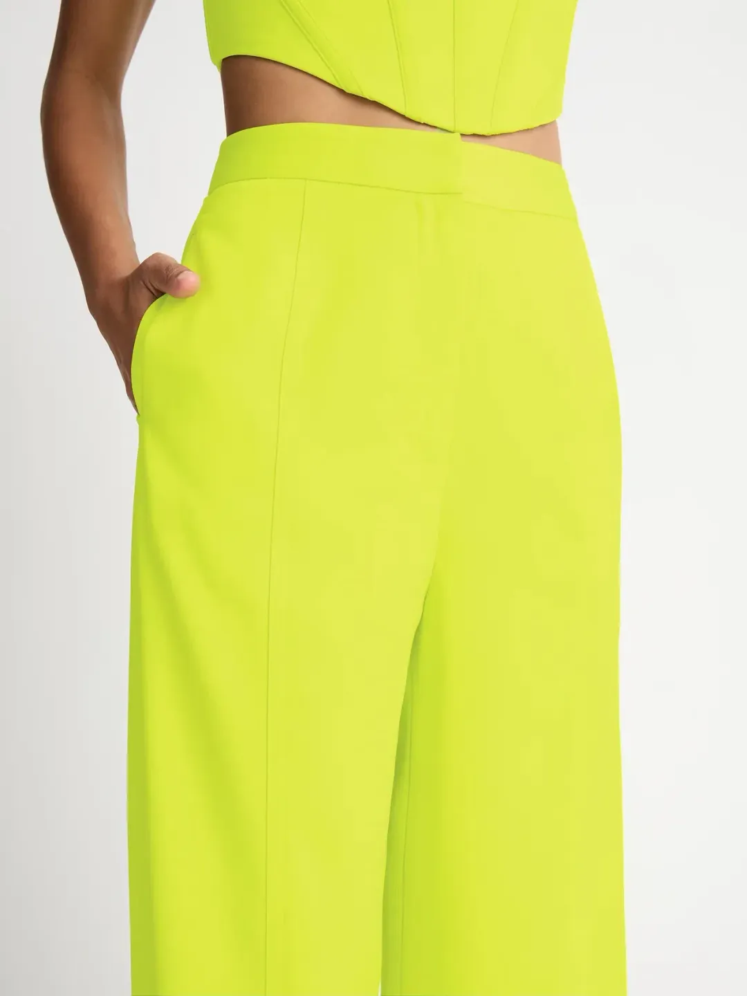 Sheike Lola Bustier Size 8 and Pant Size 10 Coord Set in Lime Green for rent on The Volte - main image