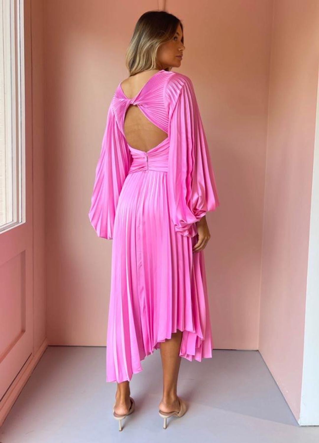 Acler Palms Midi Dress Confetti Pink Size AU 10 for rent on The Volte - main image