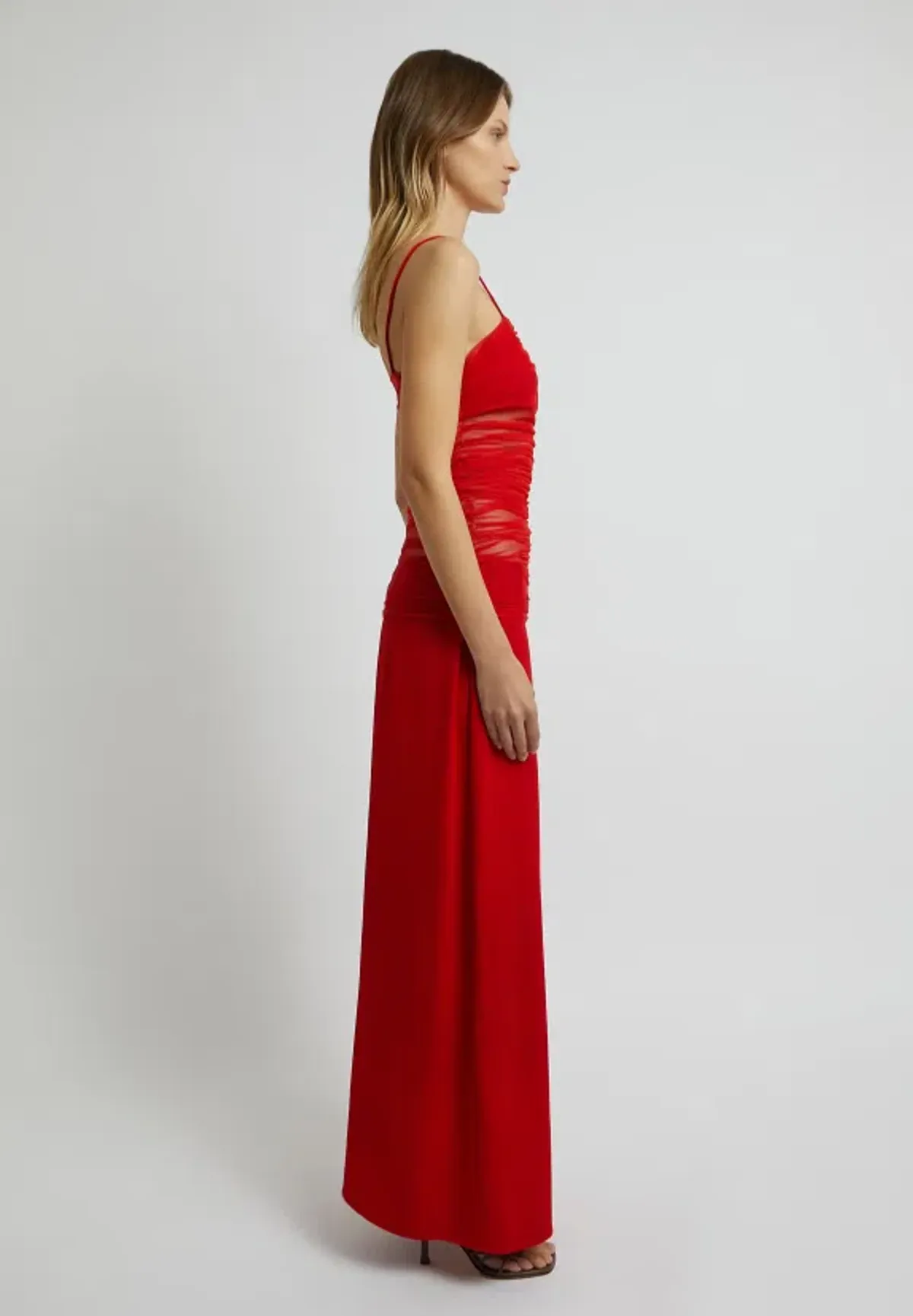 Christopher Esber Contrast Sheer Panel Dress Rubrum Red Size AU 8 - Image 2