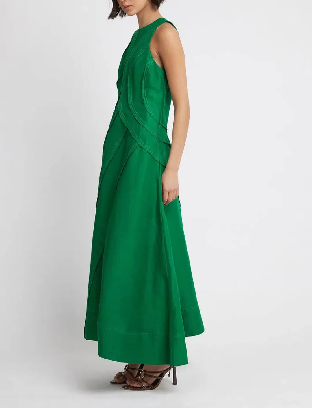 Aje Faraway Midi Dress Emerald Green Size 8 for rent on The Volte - main image
