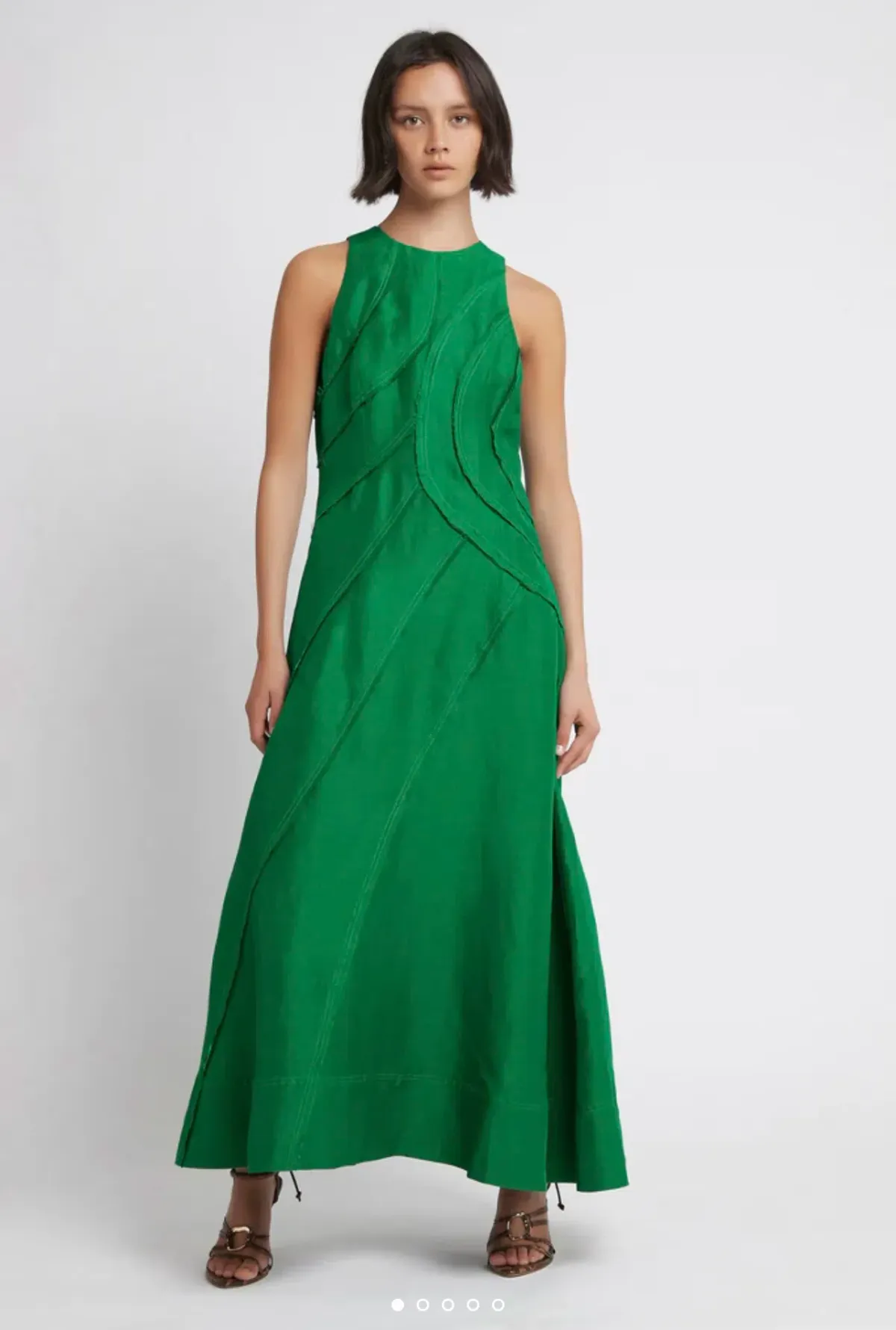 Aje Faraway Midi Dress Emerald Green Size 8 for rent on The Volte - main image