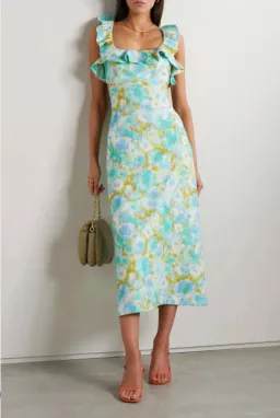 Zimmermann High Tide Frilled Midi Dress Floral Size 0 / Au 8 for rent on The Volte - image 1