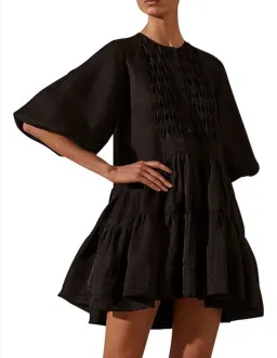 Shona Joy Margaux Tuxedo Shirt Mini Dress Black Size 6 for rent on The Volte - image 4