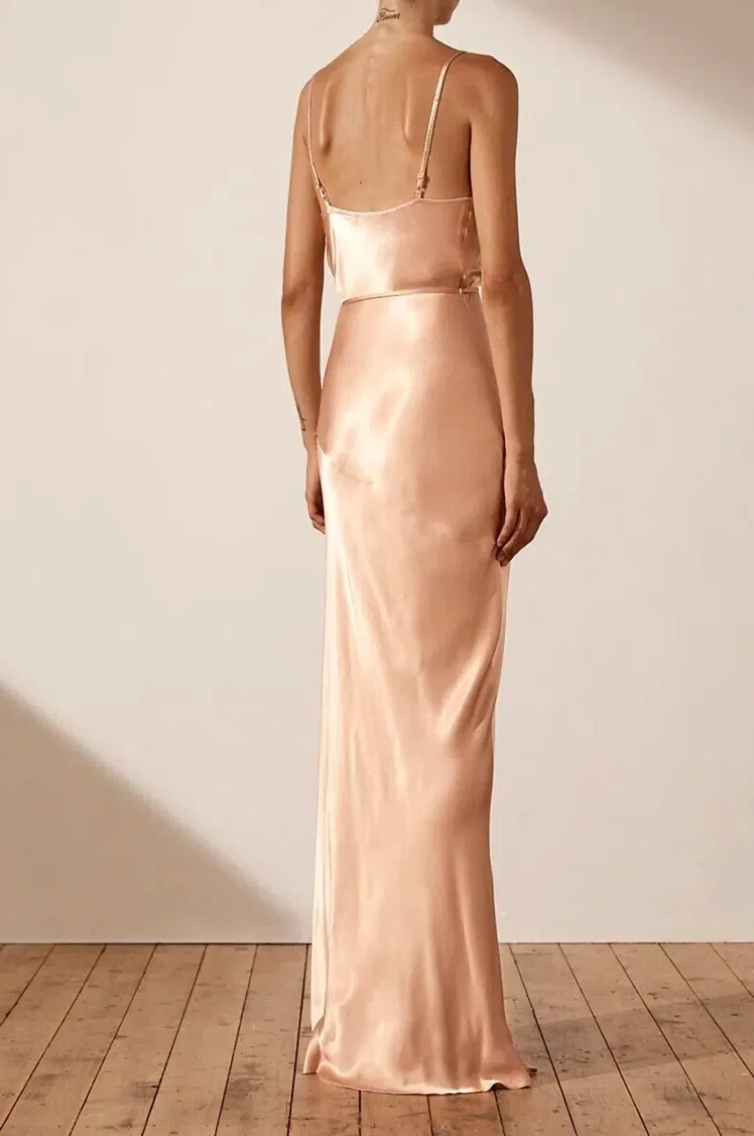 Shona Joy La Lune Bias Cowl Maxi Dress in Desert Rose for rent on The Volte - main image