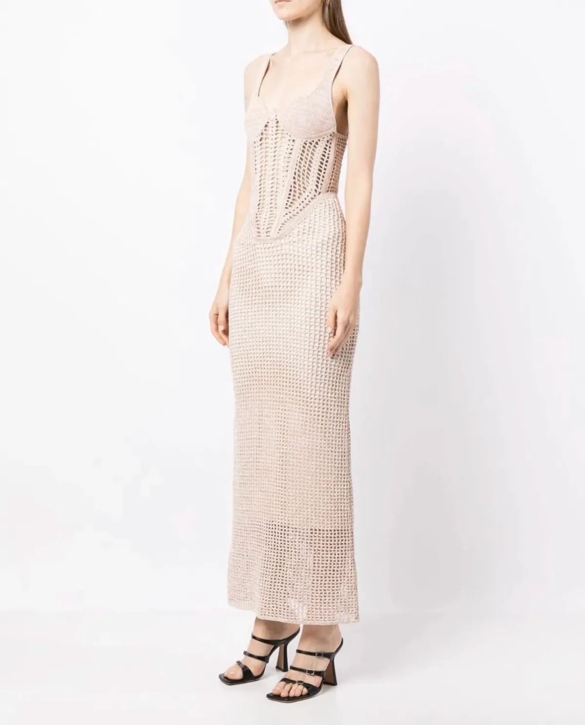 Dion Lee Marled Double Cup Corset Dress Cream Marle Size 8 - Image 1