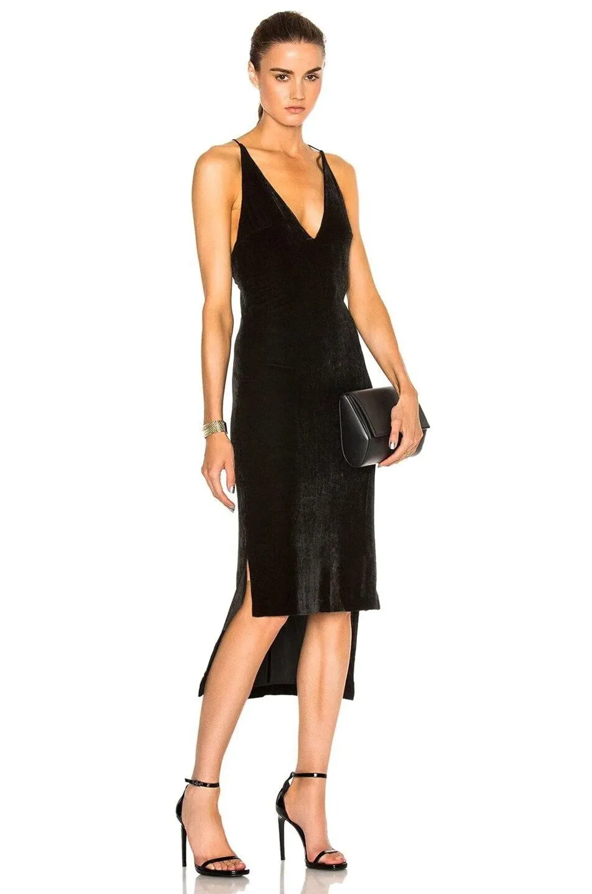 Dion Lee Slip Silk Blend Hi Low Strappy Dress Black Size 12 - Image 1