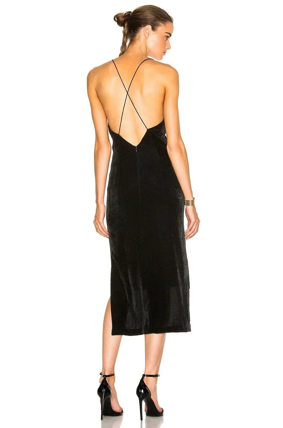 Dion Lee Slip Silk Blend Hi Low Strappy Dress Black Size 12 - Image 2