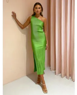 L’idée Soiree One Shoulder Gown in Green Size 12 for rent on The Volte - image 1