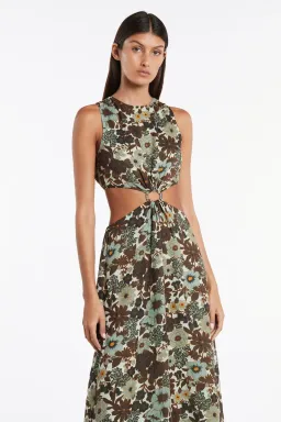 Sir The Label Constantine Cut Out Ring Midi Dress Floral Size 2 / AU 10 for rent on The Volte - image 2