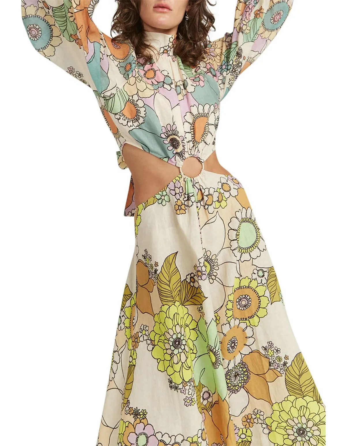 Alemais Farrah Cut Out Midi Dress Print Size 10 - Image 2
