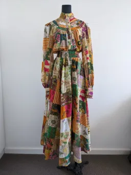 Alemais Hattie Patchwork Midi Dress Multi Print Size 8 for rent on The Volte - image 4