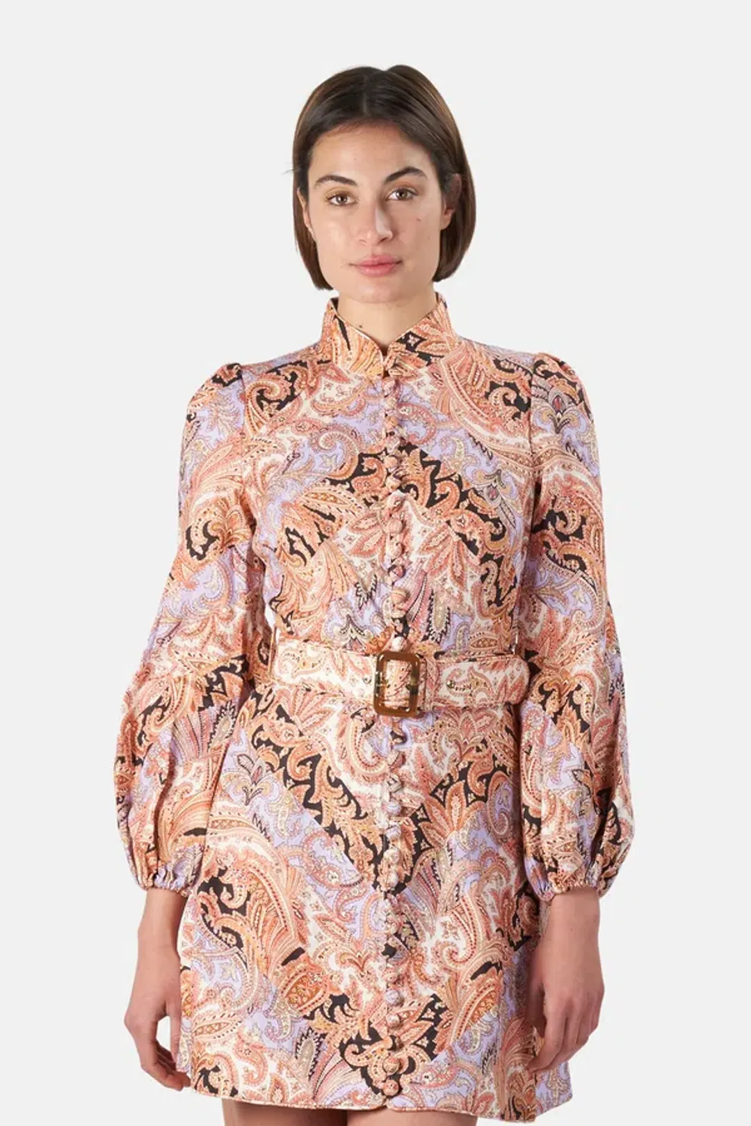 Zimmermann Botanica Chevron Mini Dress in Chevron Paisley Print Size 1 / Au 10 for rent on The Volte - main image