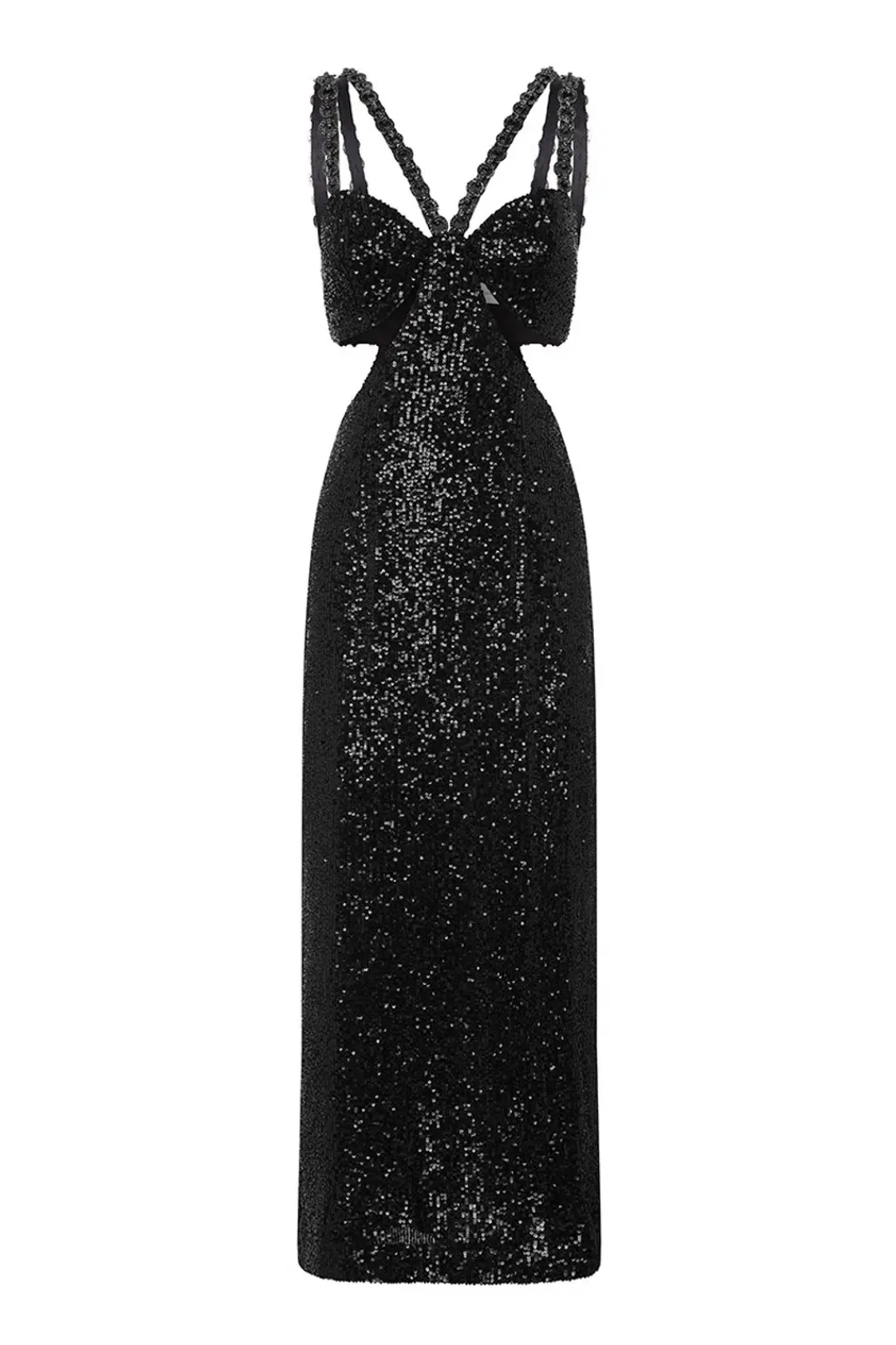 Rebecca Vallance Missing Hours Cut Out Midi Dress Black Size 4 for rent on The Volte - main image