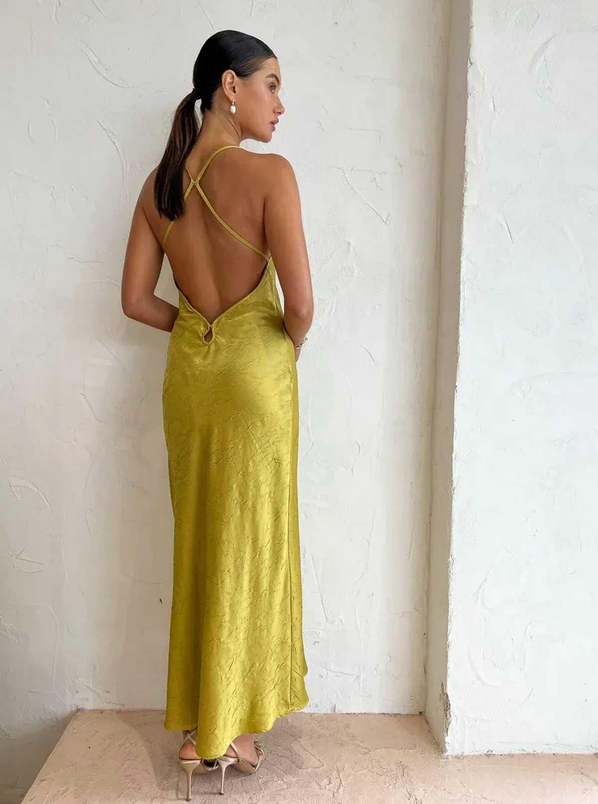 Bec & Bridge Carolina Maxi Dress in Olive Oil Size 8 - Image 2