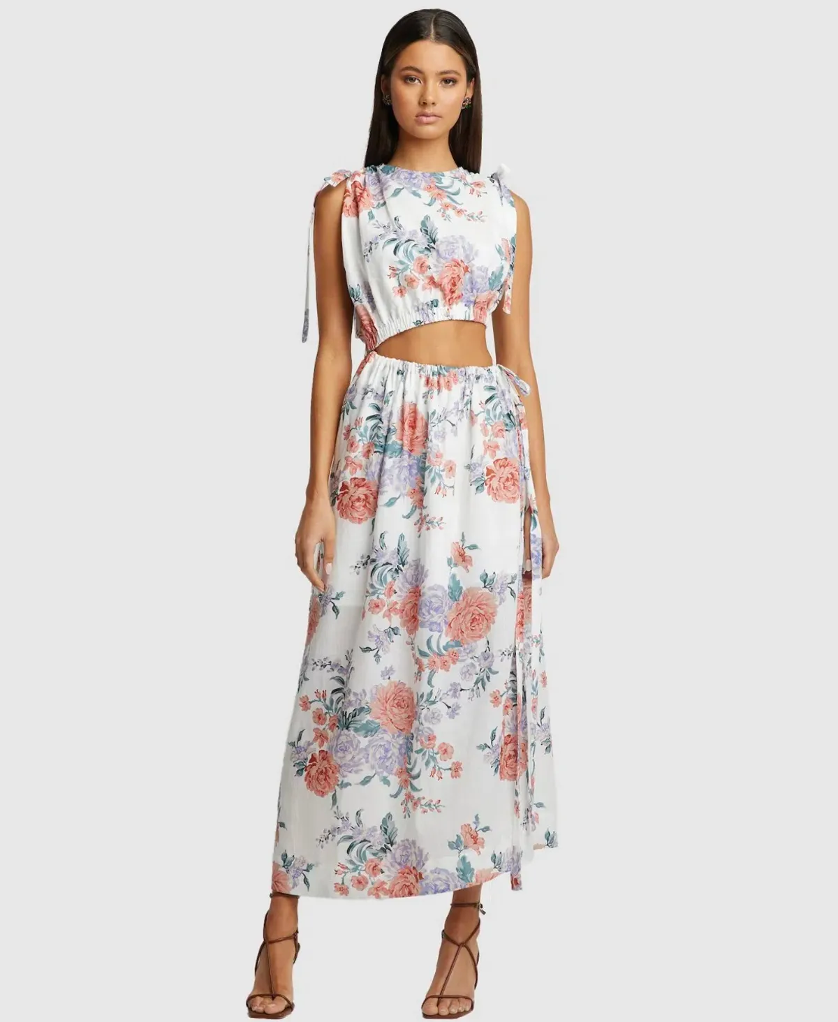 Sofia The Label Moma Gathered Cut Out Maxi Dress Floral Size 12 - Image 1