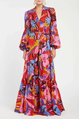 Rebecca Vallance Positano Kaftan Dress Multi Size 10 for rent on The Volte - image 1