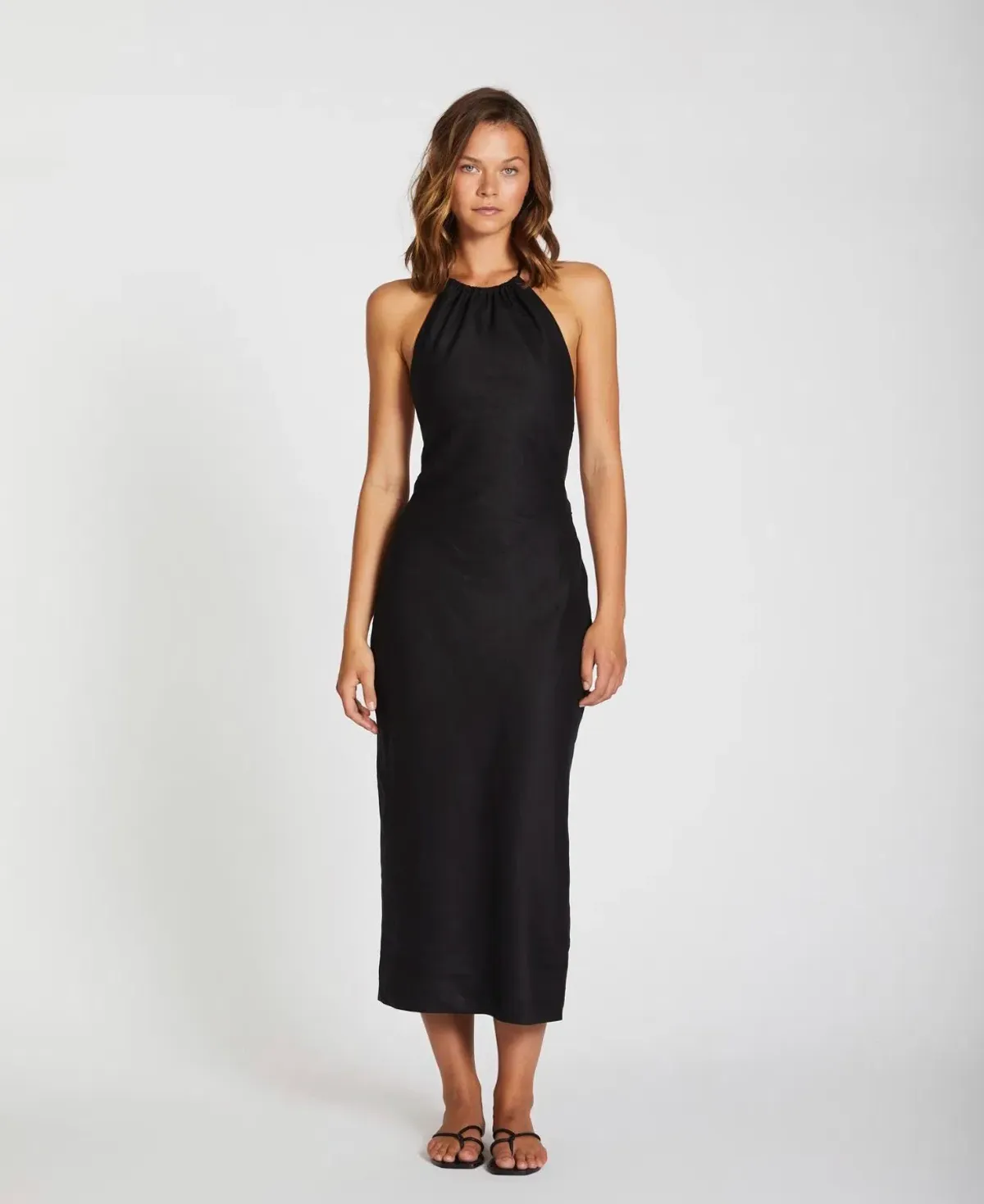 Lover Cindy Linen Halter Midi Dress Black Size 10 - Image 1