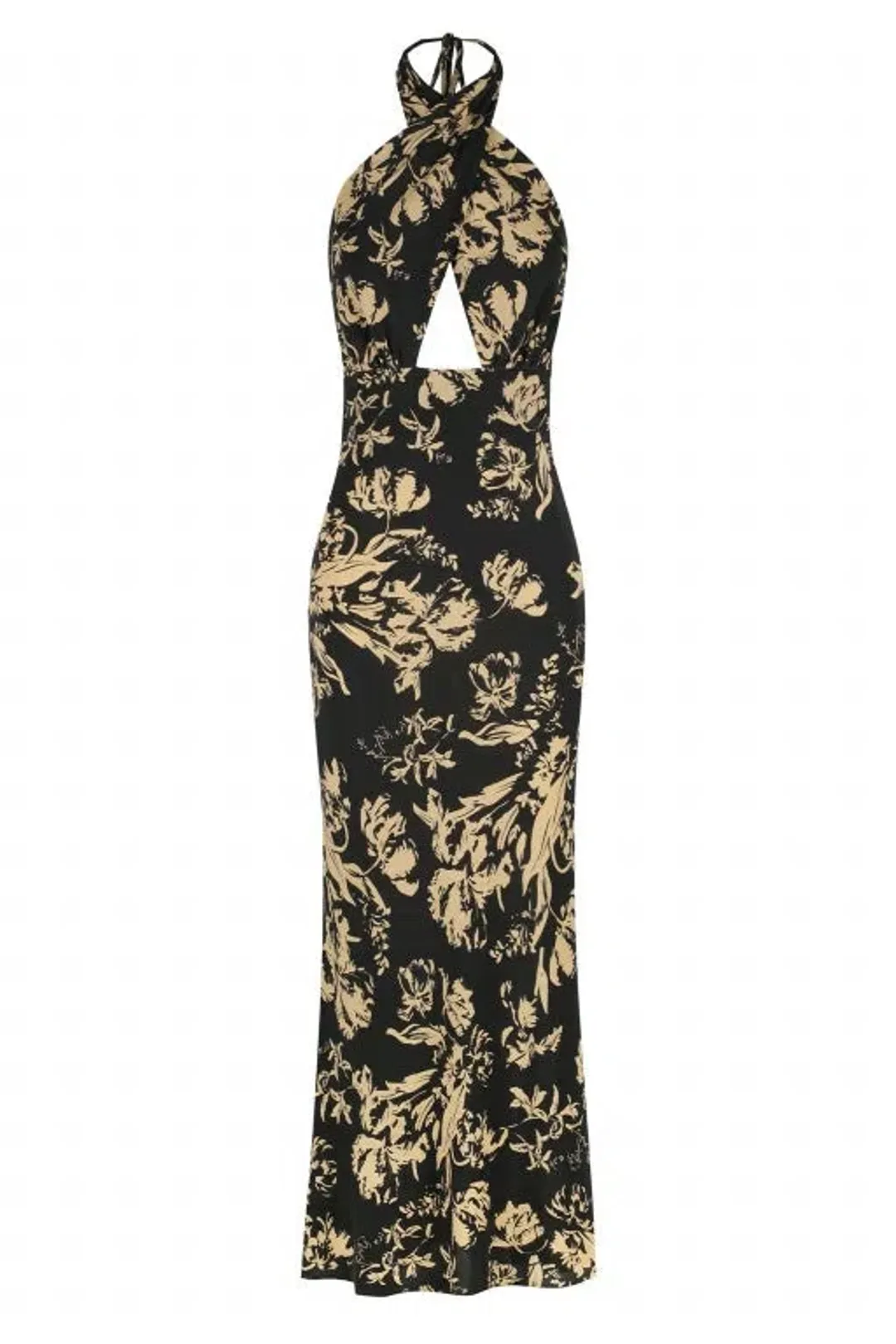 Shona Joy Dawn Silk Cross Front Halter Midi Dress Print Size 8 / S for rent on The Volte - main image