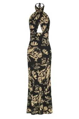 Shona Joy Dawn Silk Cross Front Halter Midi Dress Print Size 8 / S for rent on The Volte - image 5