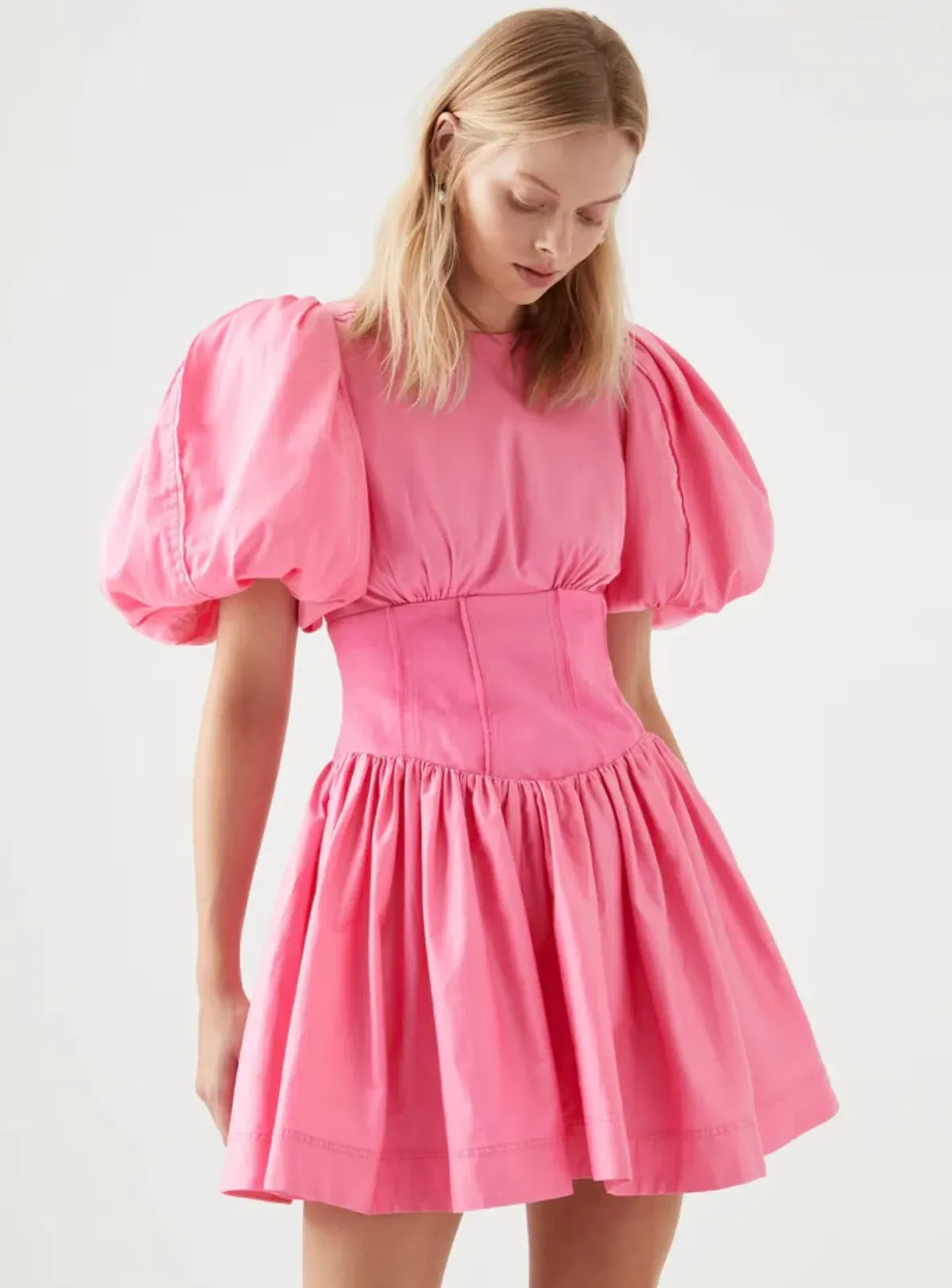 Aje Gianna Puff Sleeve Mini Dress Pink Size AU 8 - Image 2