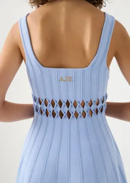 Aje Ney Diamond Cut Out Mini Dress Blue Size AU 8 for rent on The Volte - image 3