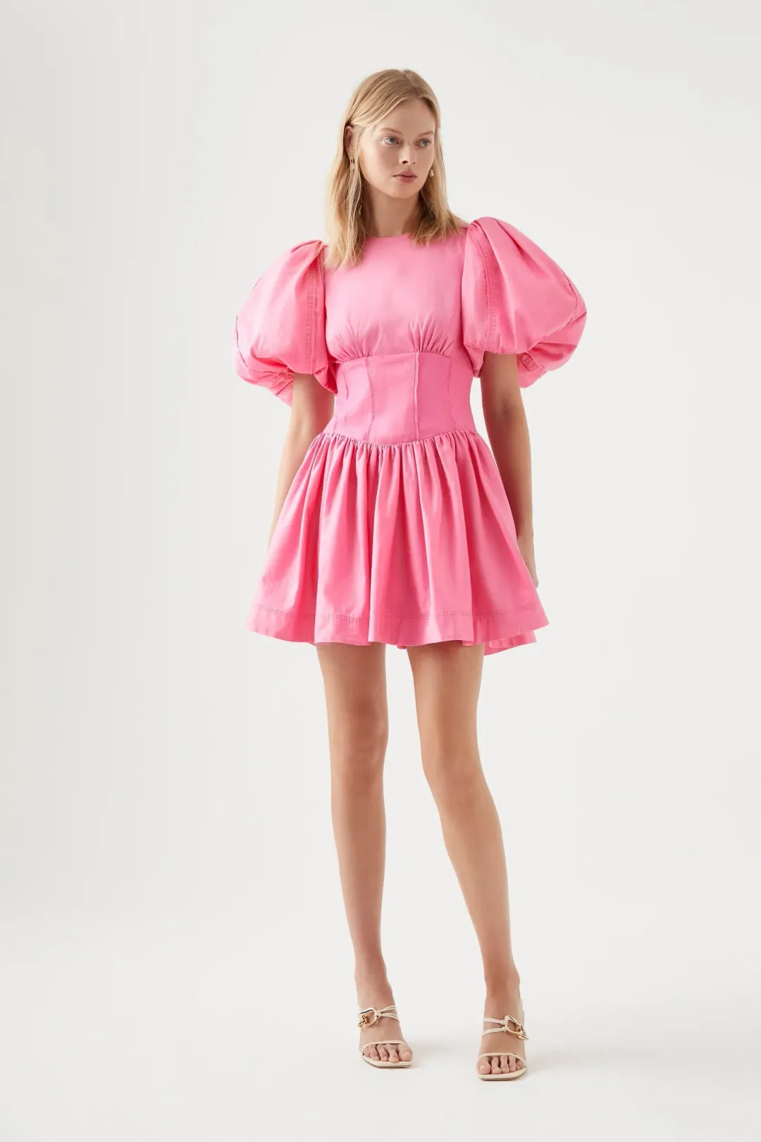 Aje Gianna Puff Sleeve Dress Pink Size AU 10 for rent on The Volte - main image