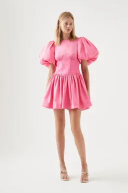 Aje Gianna Puff Sleeve Dress Pink Size AU 10 for rent on The Volte - image 1