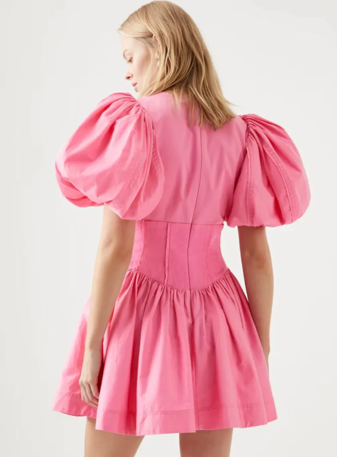 Aje Gianna Puff Sleeve Dress Pink Size AU 10 for rent on The Volte - main image
